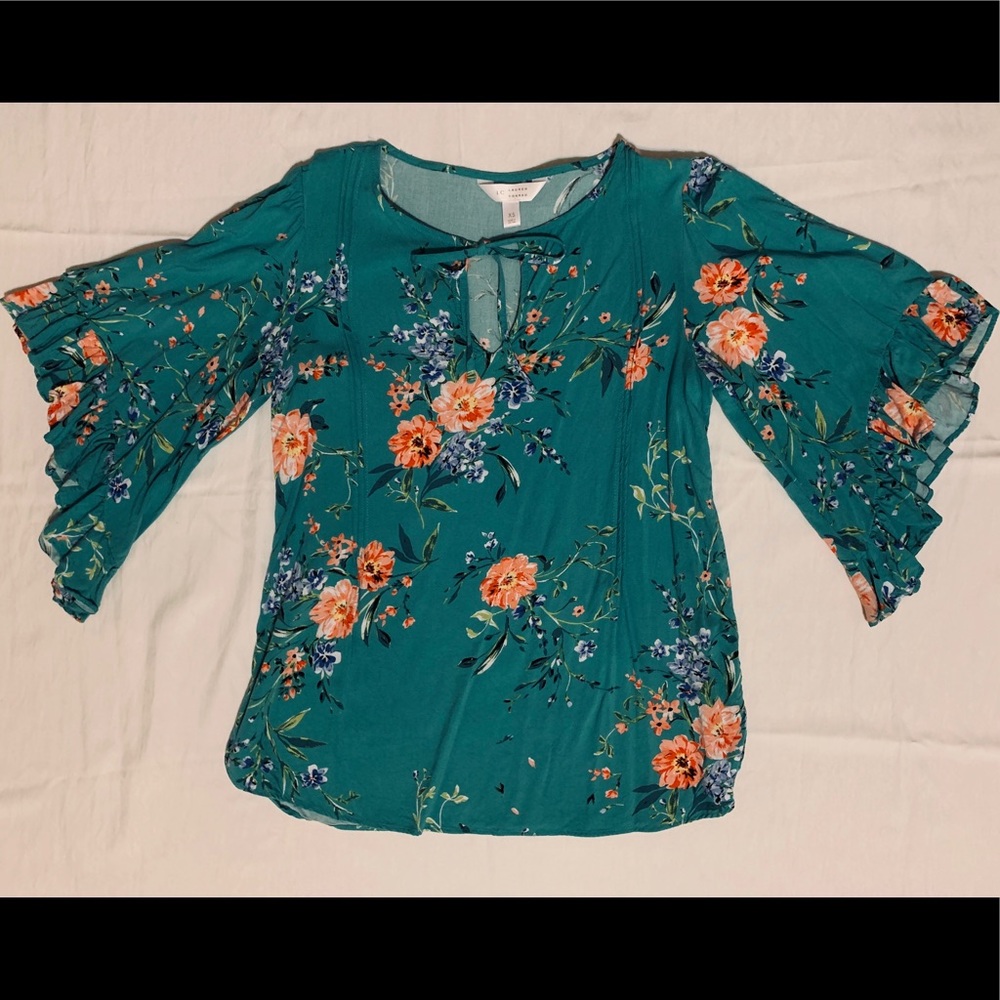 Floral teal blouse